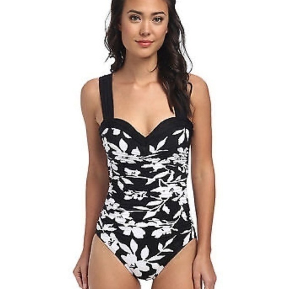 Miraclesuit Must Haves Saxon Swimsuit White Black Floral